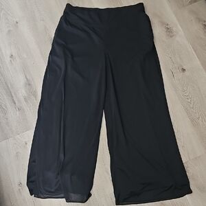 Black Wide-Leg Palazzo Chiffon Pants